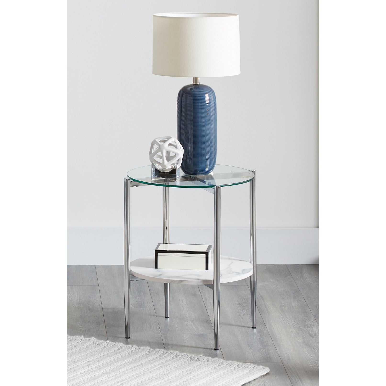 Coaster Furniture Cadee Clear and Chrome Round Glass Top End Table