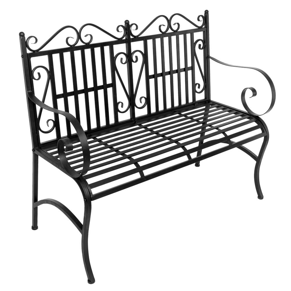 SalonMore Metal Two Seat Decorative Garden Bench Black