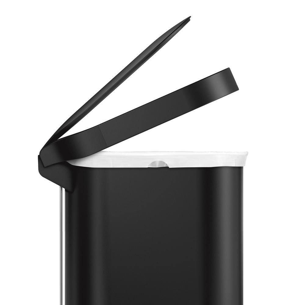 simplehuman 45 l (12 Gal.) Matte Black Steel Slim Step-On Trash Can CW2098