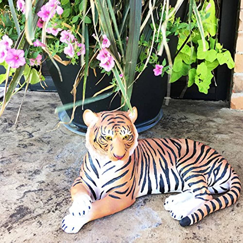 Large Raja The Royal Bengal Tiger Resting Gracefully 15 5 Long Statue Jungle Apex Predator Home Garden Outdoor Patio Decor Figurine