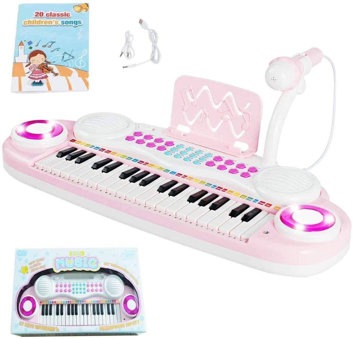 Costzon 37 Keys Electronic Keyboard Piano for Kids, Portable Musical Keyboard with Rhythm Light