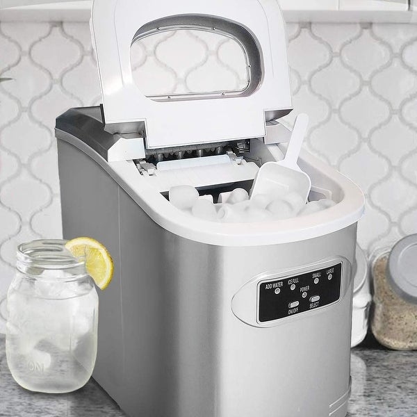 Whynter Compact Ice Maker， 27-Pound， Metallic Silver