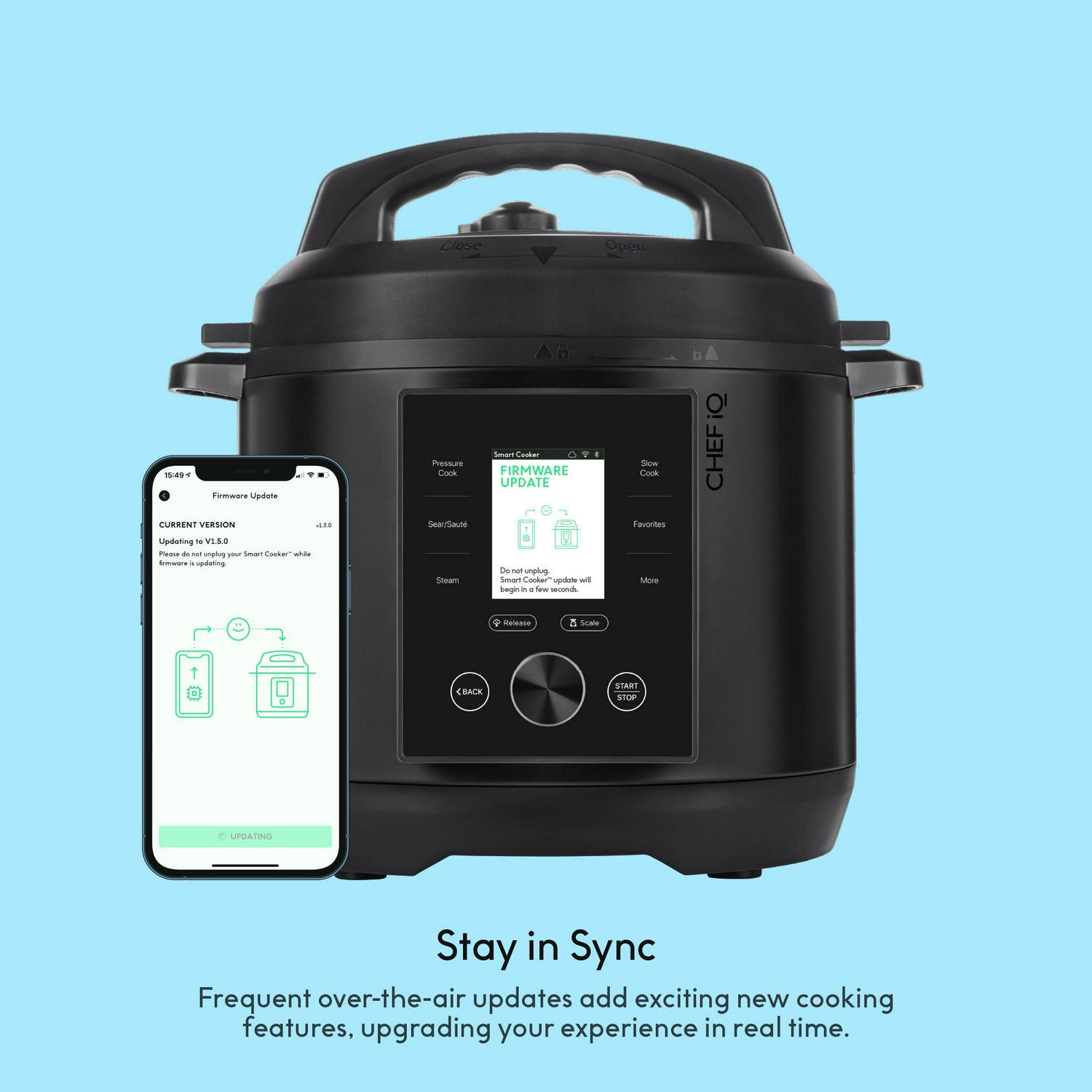 CHEF iQ Black 6 Qt Multi-Functional WIFI Smart Pressure Cooker