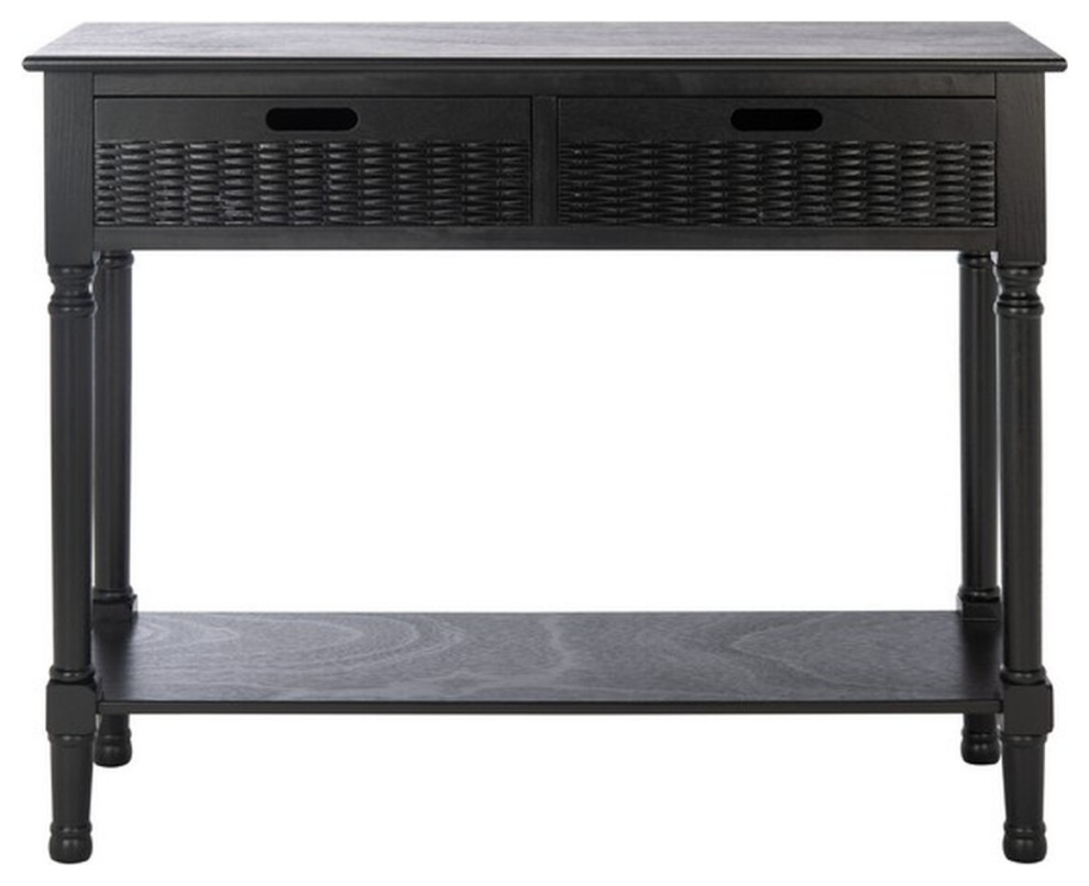 Fenton 2 Drawer Console Black   Tropical   Console Tables   by AED Luxury Home Decor  Houzz