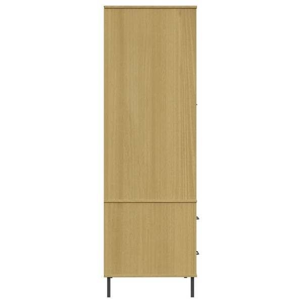 vidaXL Solid Wood Pine Wardrobe with Metal Legs OSLO Armoire Multi Colors - 35.4