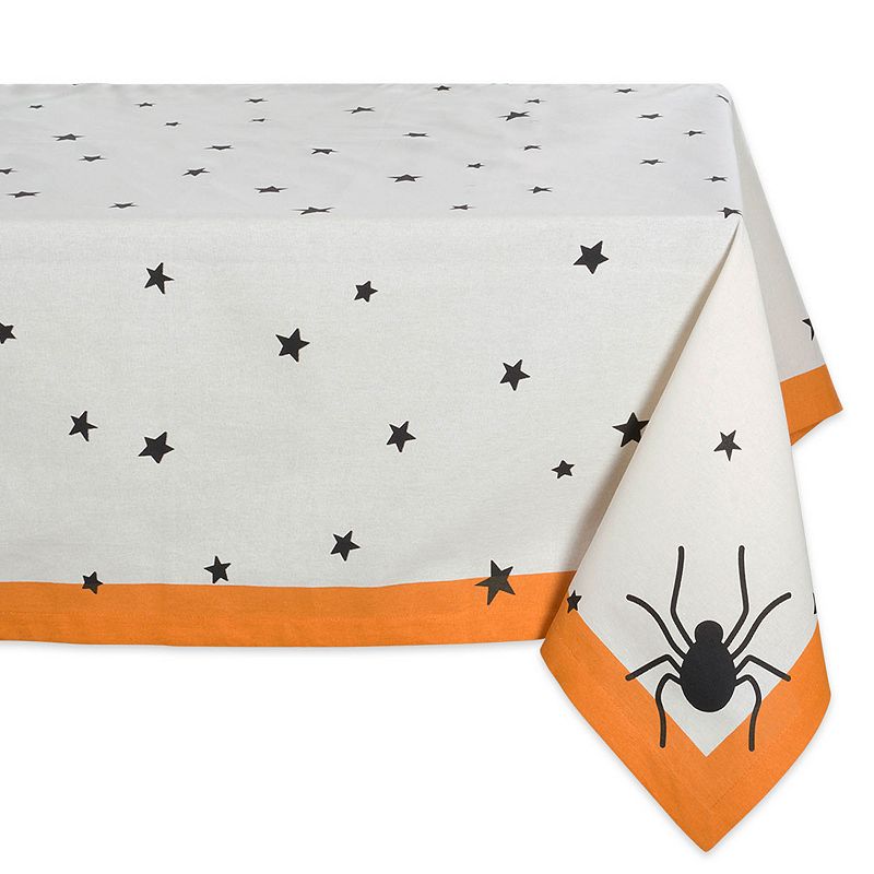 52 White and Black Stars Printed Square Tablecloth