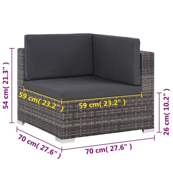 vidaXL 6 Piece Patio Lounge Set with Cushions Poly Rattan Gray