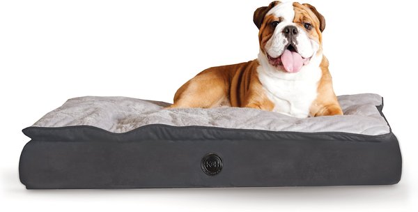 KandH Pet Products Feather-Top Orthopedic Pillow Dog Bed， Charcoal