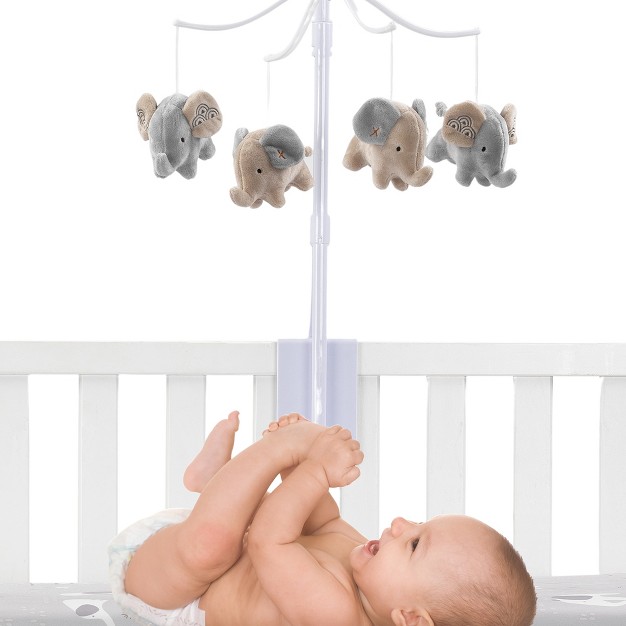 Bedtime Originals Elephant Love Musical Baby Crib Mobile Soother Toy Gray