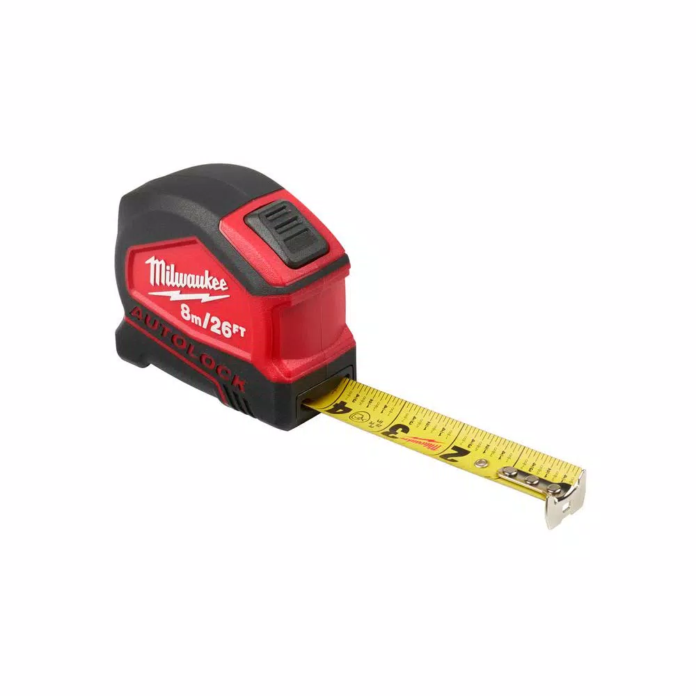 Milwaukee 8m/26 ft. Compact Auto Lock Tape Measure and#8211; XDC Depot