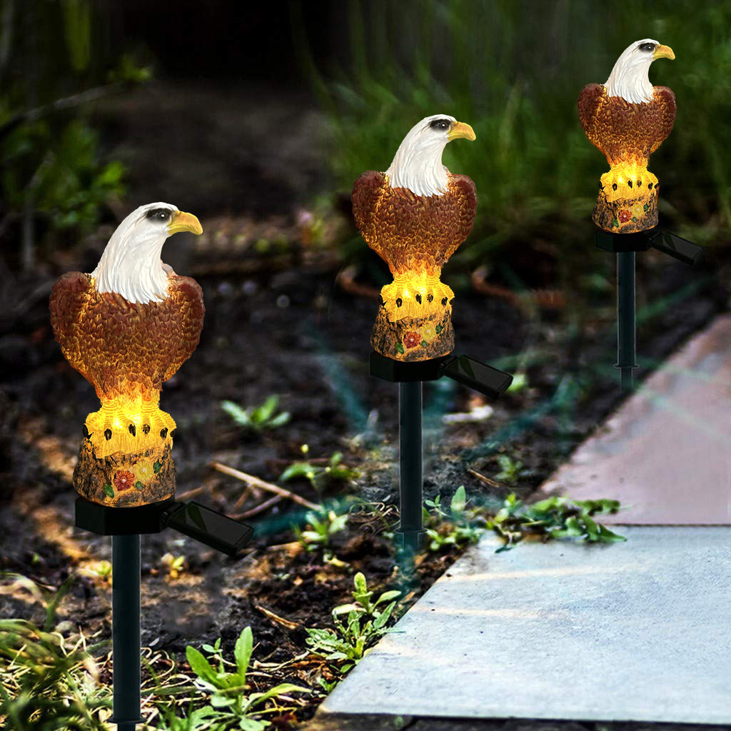 (Last Day Promotion-SAVE 65% OFF)Resin Eagle Solar Power Waterproof LED Warm Lights With Pilings(2 PCS/SET)-BUY 2 GET 10% OFF & FREE SHIPPING