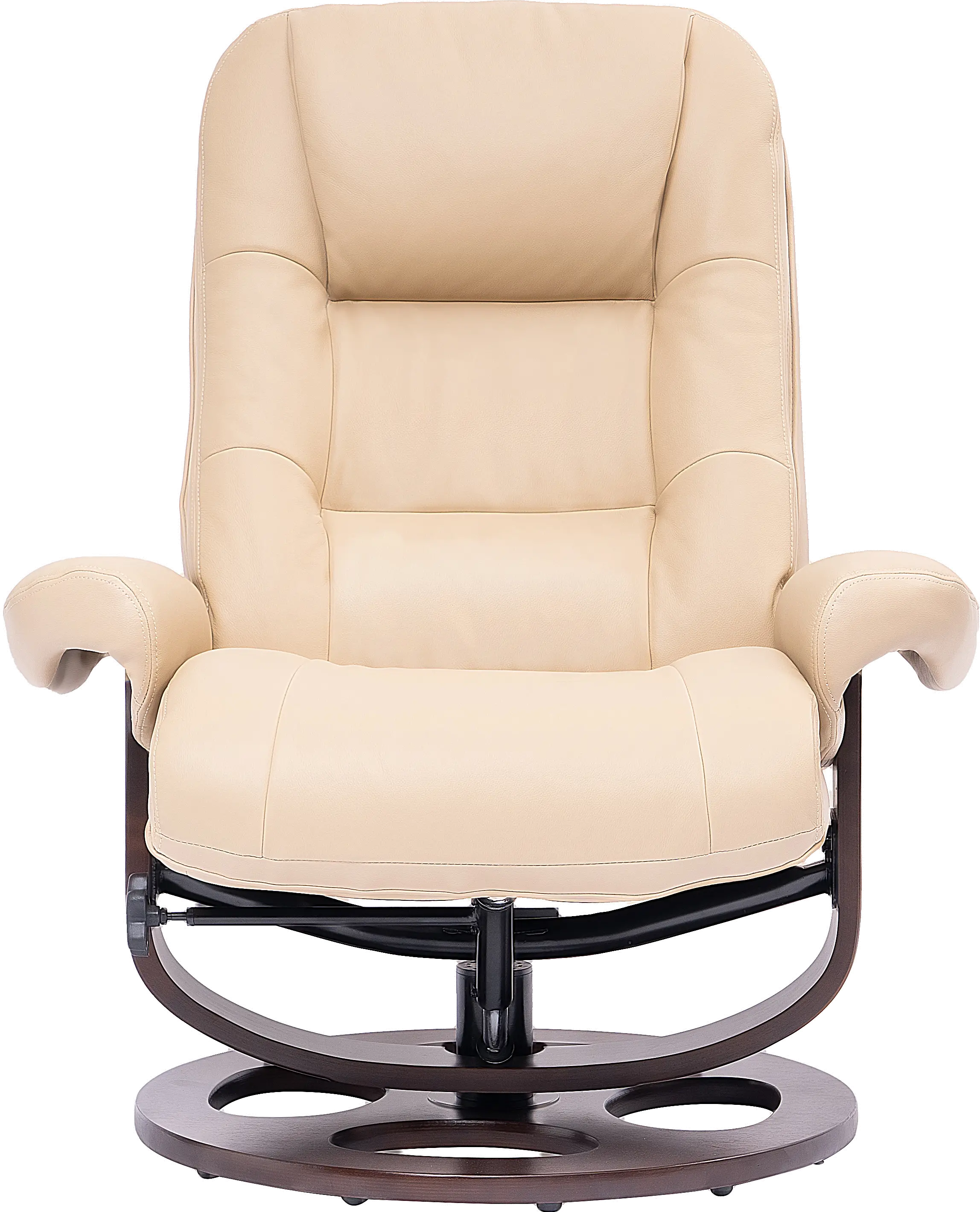 Wasatch Ivory Leather Swivel Recliner with Matching Ottoman