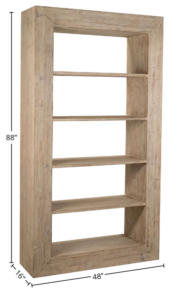 Amaya 88 quotHigh Reclaimed Pine Warm Wash Block Bookcase   Farmhouse   Bookcases   by Karina Living  Houzz