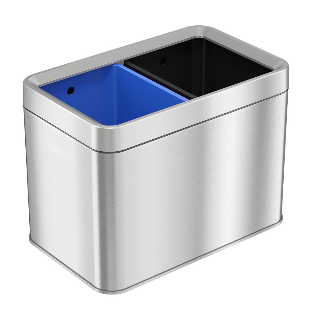 iTouchless 5.3 Gal. Dual Compartment Slim Open Top Waste Bin for Trash Can and Recycle Container OT05R2S