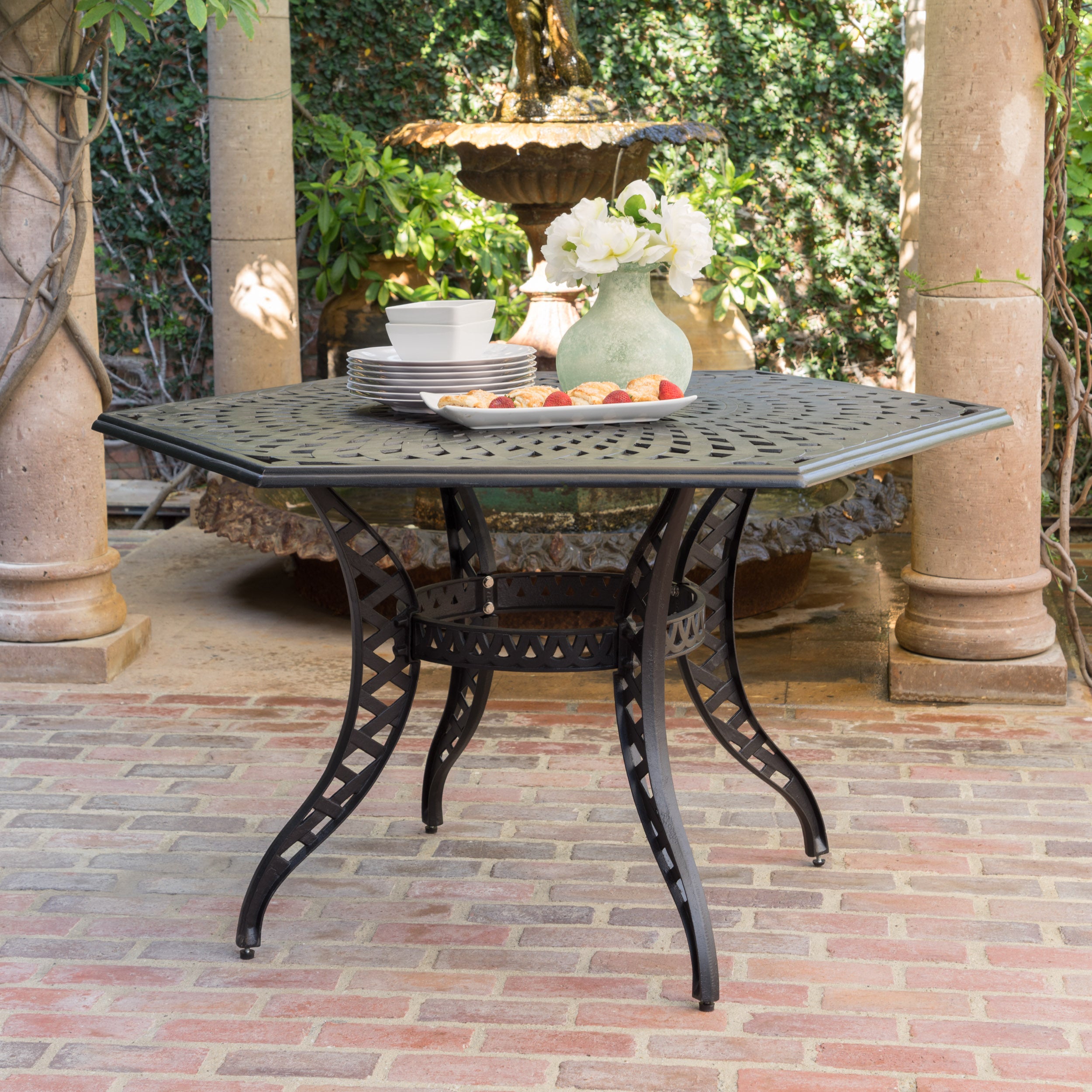 Hammond Outdoor Black Sand Cast Aluminum Hexagon Table