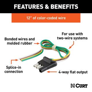 CURT 4-Way Flat Connector Plug with 12