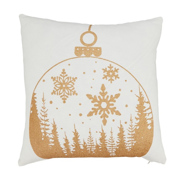 Saro Lifestyle Winter Whimsy Ornament Poly Filled Throw Pillow 18 quot Gold