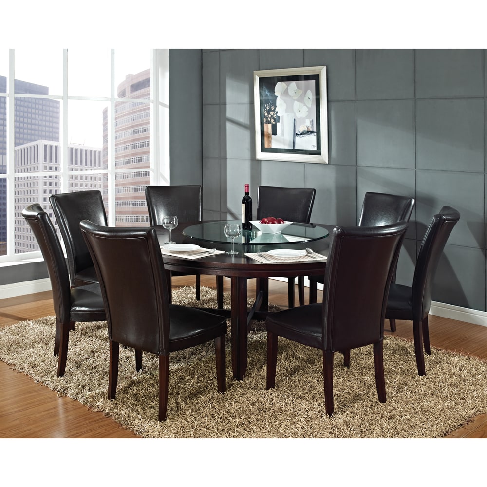 Hampton Dark Brown Cherry and Bonded Leather Dining Set by Greyson Living