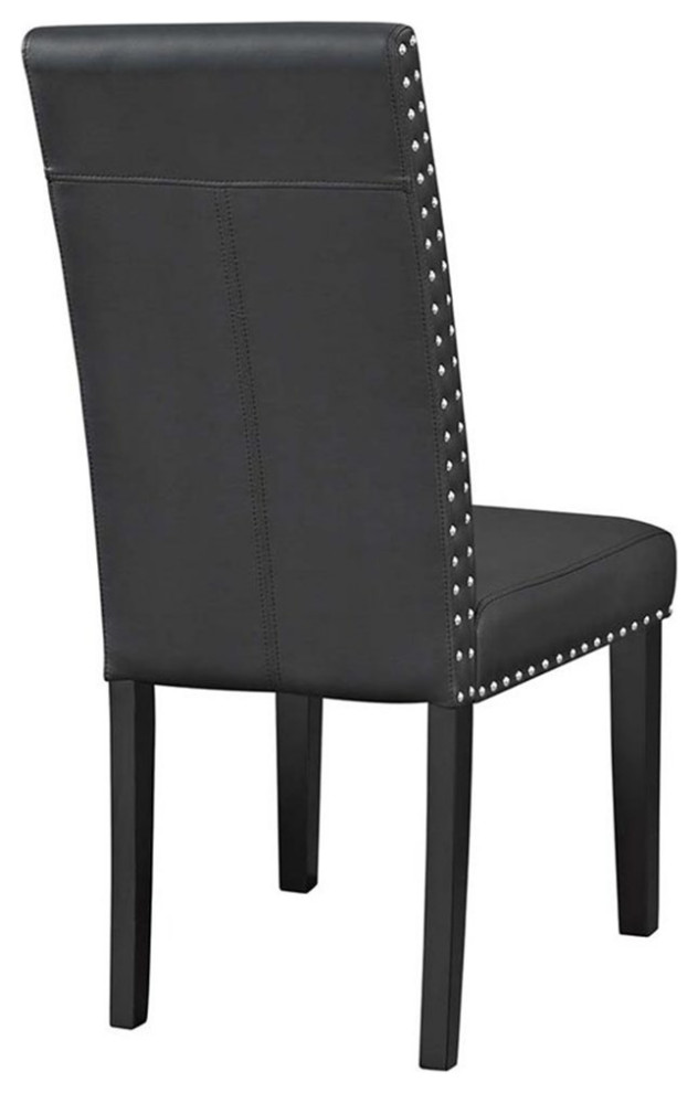 Modway Parcel 19.5 quotFaux Leather Dining Side Chair in Black (Set of 2)   Transitional   Dining Chairs   by Homesquare  Houzz