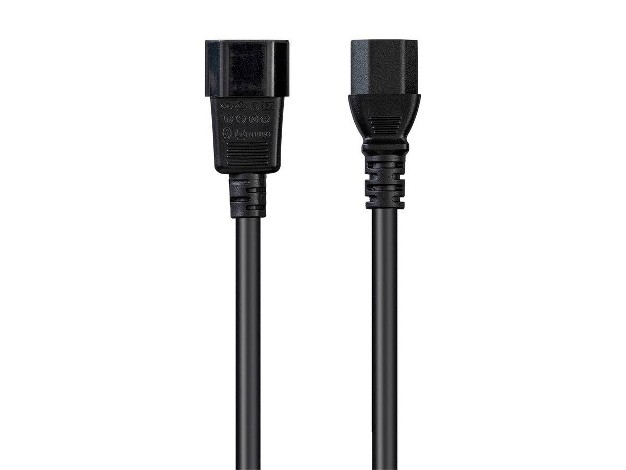 Monoprice Extension Cord 8 Feet Black Iec 60320 C14 To Iec 60320 C13 14awg 15a 100 250v For Powering Computers Monitors And Other