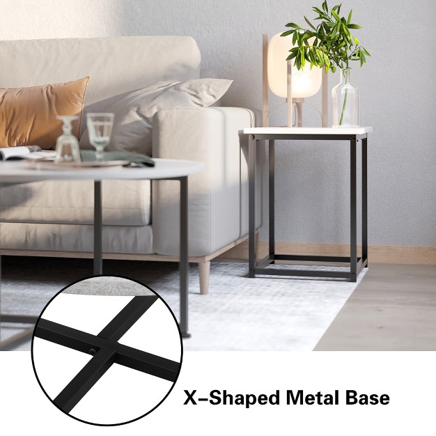 Costway Coffee Table Set Of 3 Modern Faux Metal Frame For Living Room Apartment