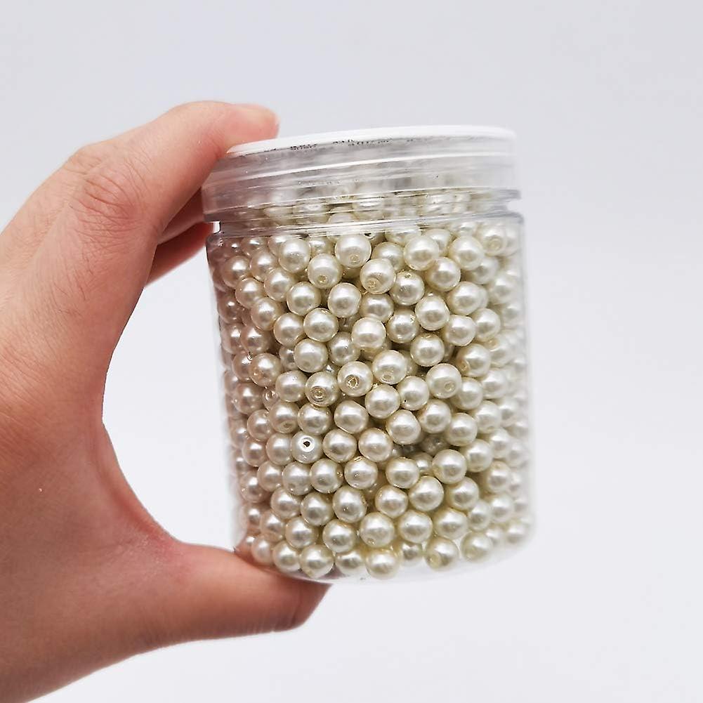 About 1000pcs 6mm Ivory Glass Pearl Round Loose Spacer Beads For Diy Craft Necklaces Bracelets Jewelry Making