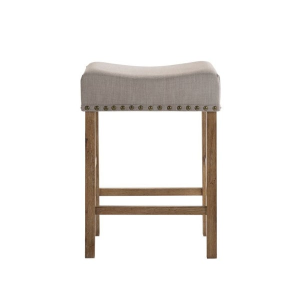 Set of 2 Linen Upholstered Counter Height Stool