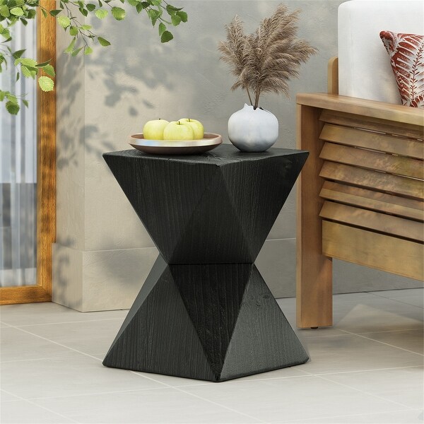 Prismatic Grain Indoor Outdoor Black Lightweight Concrete Side Table