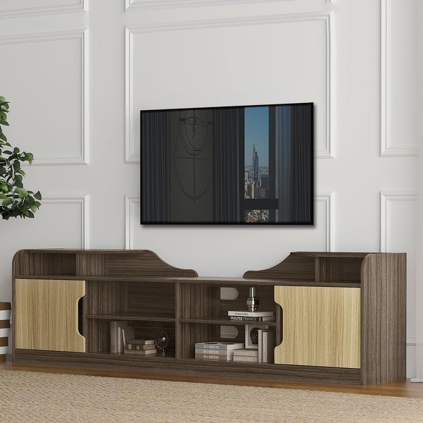 Mordern TV Stand， Wood Entertainment Center for TVs up to 75