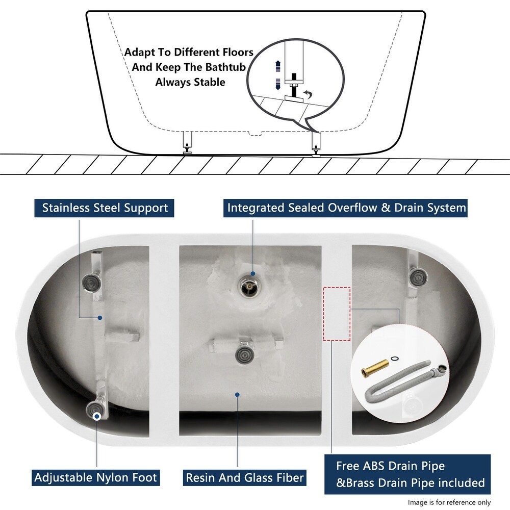 Small Classic Oval Shape Acrylic Soaking Bathtub