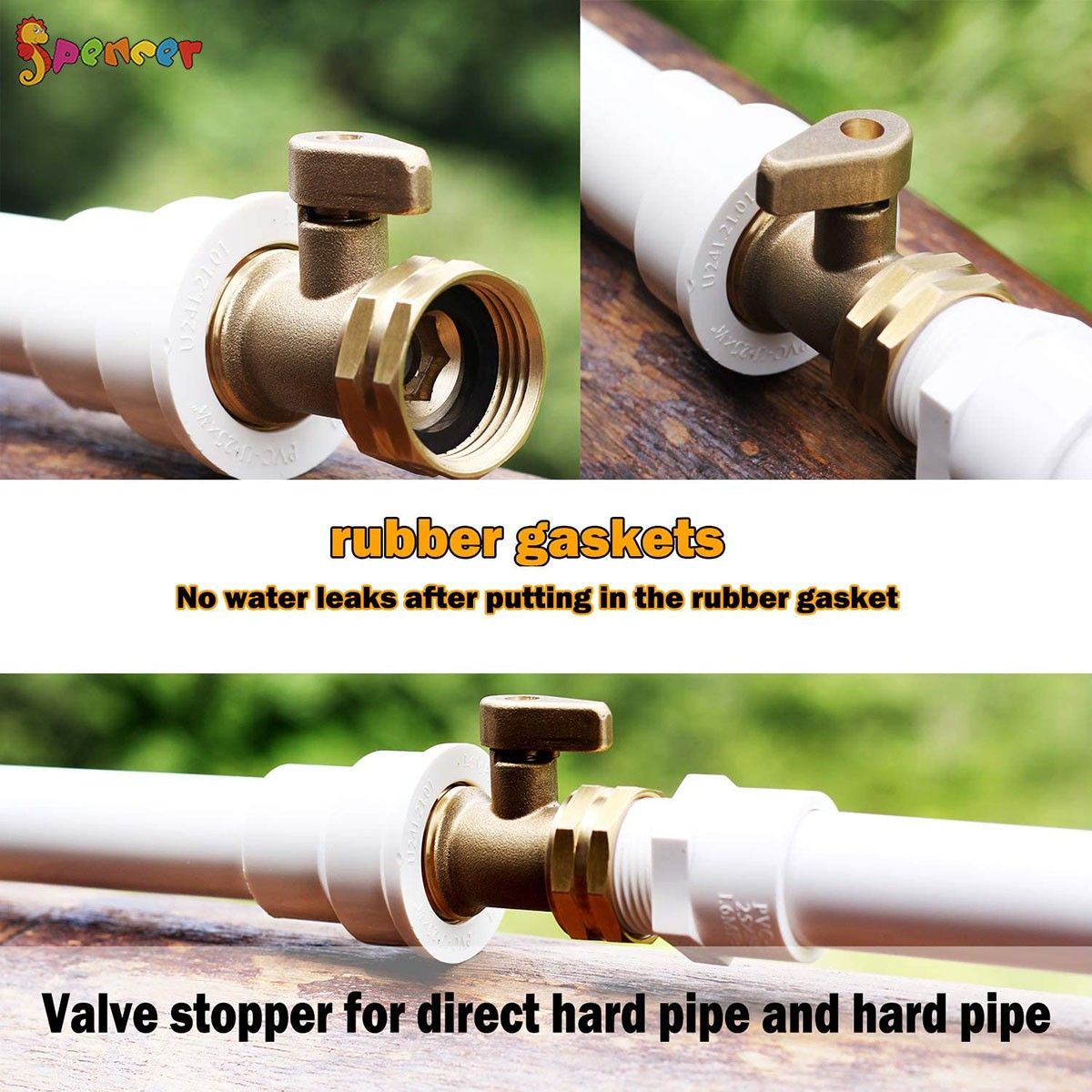 1/2Pack Garden Hose Brass Shut Off Valve， 3/4'' Thread Heavy Duty Water Hose Connector Shut off Ball Valve Faucet Hose Adapter