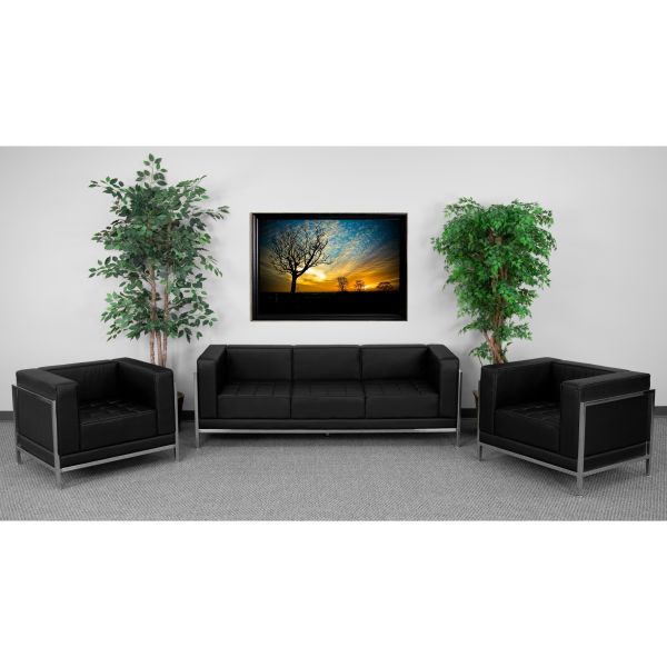 HERCULES Imagination Series Black LeatherSoft Sofa and Chair Set