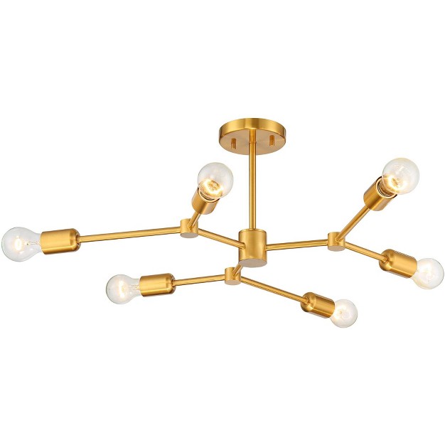 Wide Burnished Brass 6 light Sputnik For Bedroom Kitchen Living Room House