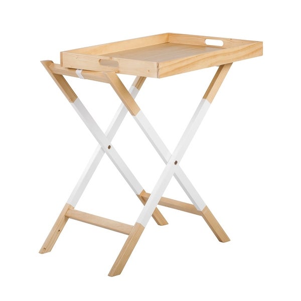 Universal Expert Remus Folding Tray Table， Modern Oak and White