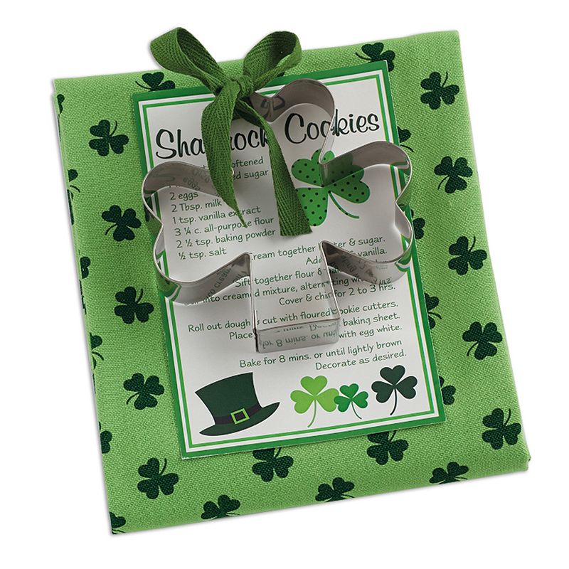 28 Shamrock Green Rectangular Dishcloth and Cookie Cutter Gift Set