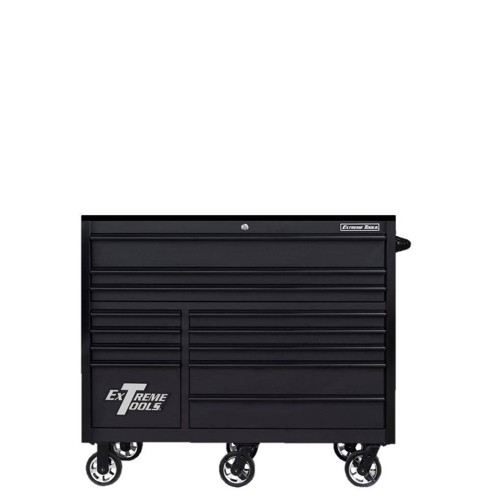 Extreme Tools RX 55 in. 12-Drawer Roller Cabinet Tool Chest in Matte Black with Gloss Black Handles and Trim RX552512RCMBBKX