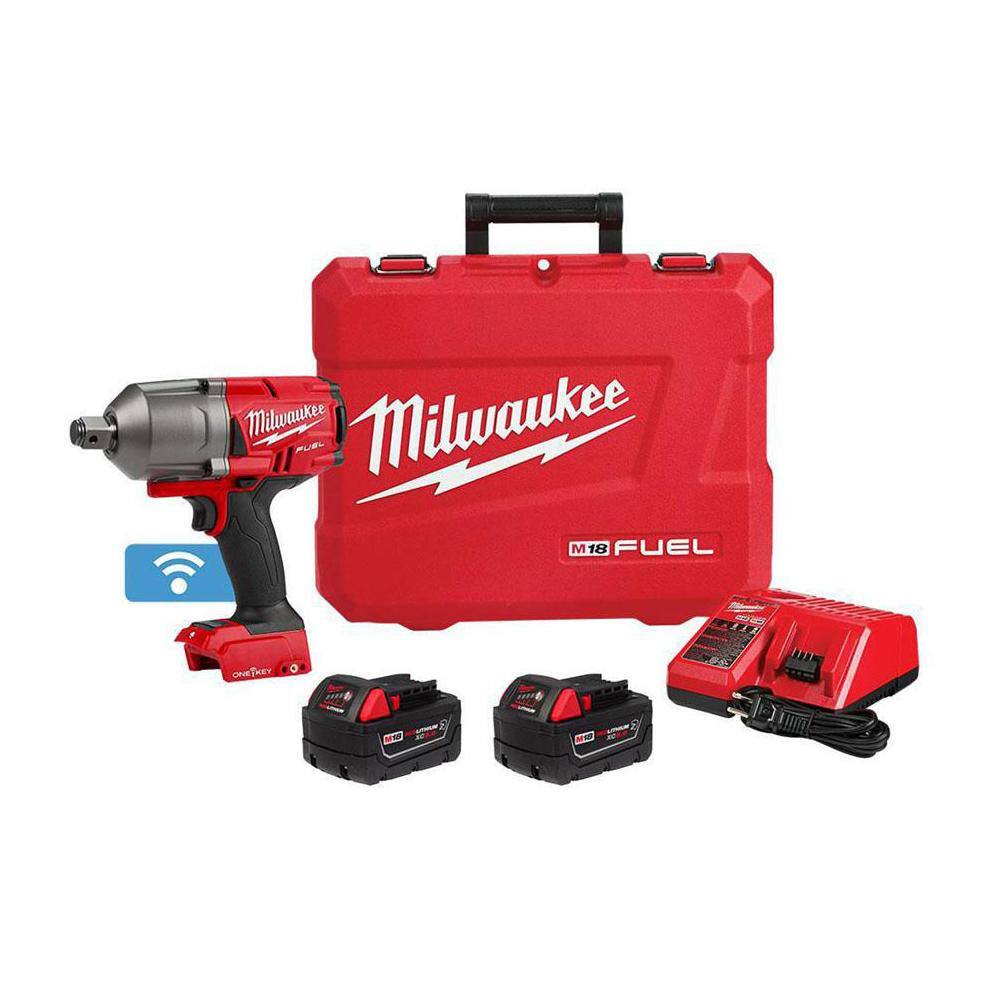 MW M18 FUEL ONE-KEY 18V Li-Ion Brushless Cordless 34 in. High-Torque Impact Wrench with Friction Ring Resistant Batteries 2864-22R