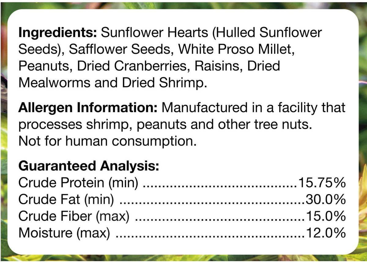 Brown's Bird Lover's Blend Nuts， Berries and Bugs! Gourmet Wild Bird Food