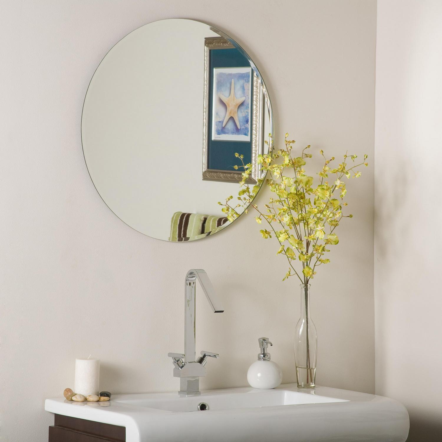 Frameless Round Beveled Mirror