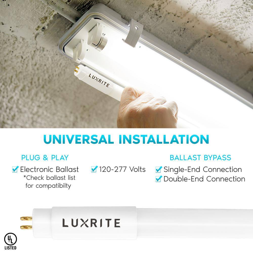 LUXRITE 24-Watt 4 ft. Linear T8 LED Tube Light Bulb 3500K Natural White Type A+B Ballast and Ballast Bypass 3000 Lumens(12-Pack) LR34157-12PK