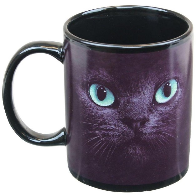 Just Funky Black Cat With Green Eyes 11oz Coffee Mug