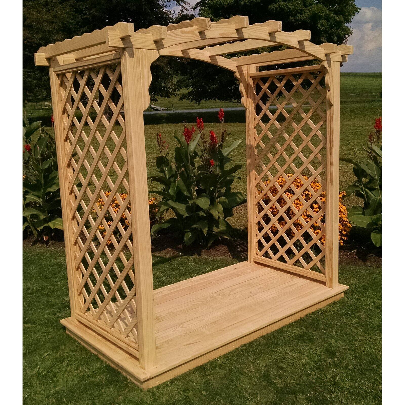 A & L Furniture Jamesport 7.5 ft. High Wood Arbor with Deck - 5 or 6 ft.