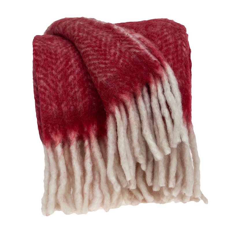 Red and White Transitional Handloom Throw Blanket 52 x 67