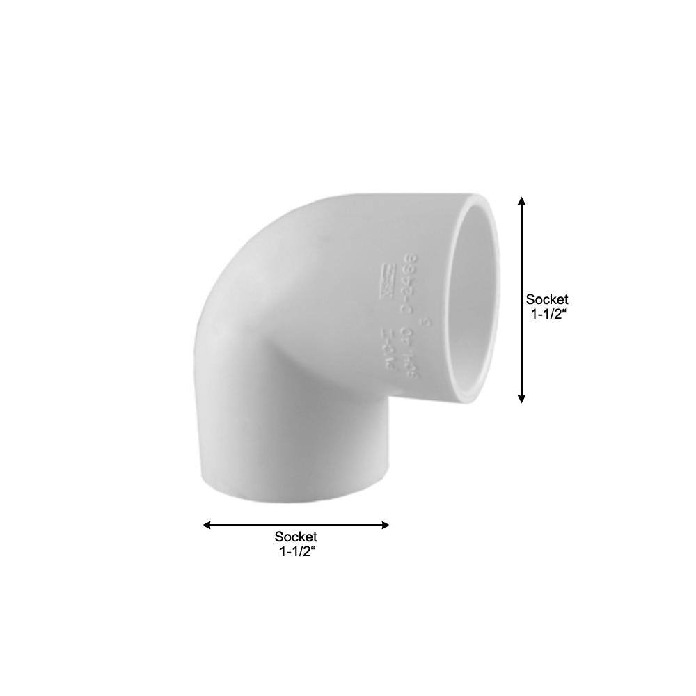 Charlotte Pipe 1-12 in. x 1-12 in. 90 Degree PVC Socket x Socket Elbow Fitting PVC023001400HD