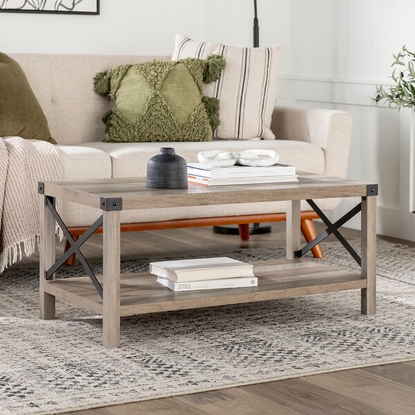 Middlebrook Kujawa Metal Coffee Table with X-shaped Metal Accents