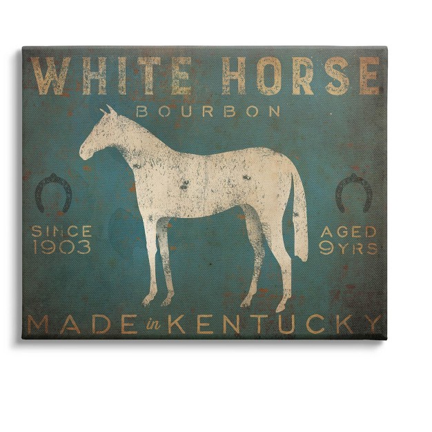 Stupell Industries White Horse Bourbon Vintage Sign Canvas Wall Art