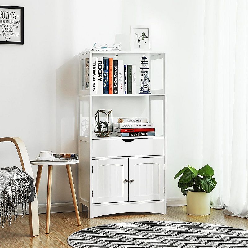 BreeBe Upper Shelves Bathroom Storage Cabinet White