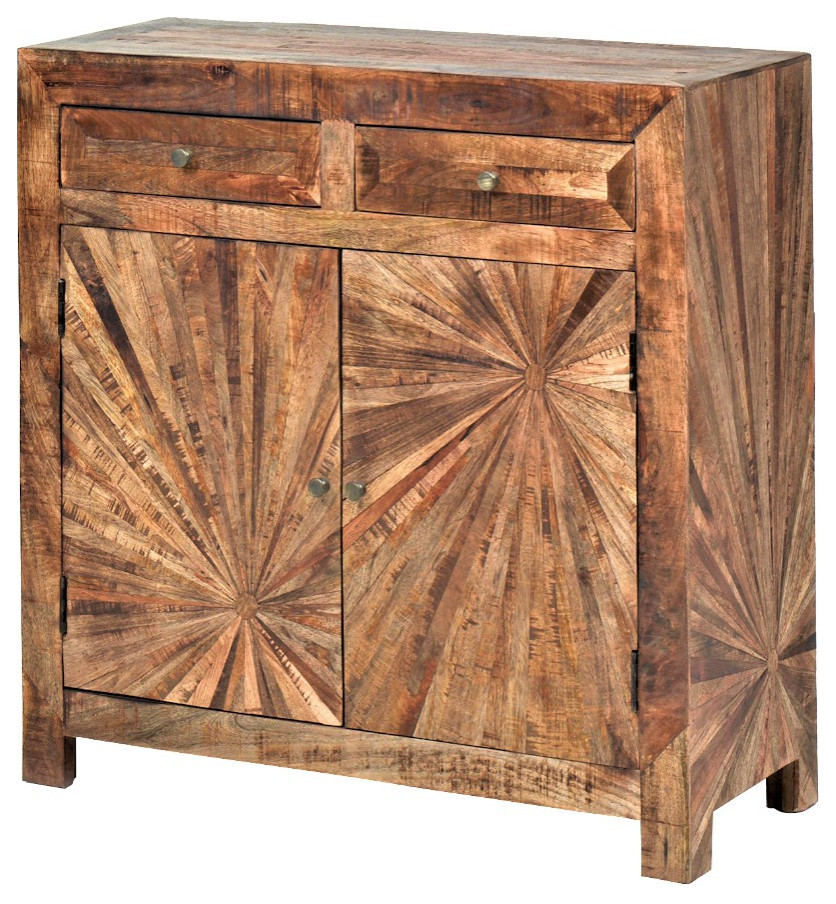 40 quotReclaimed Mango Wood Small Accent Cabinet with 2 Drawers and 2 Doors   Rustic   Accent Chests And Cabinets   by Sideboards and Things  Houzz