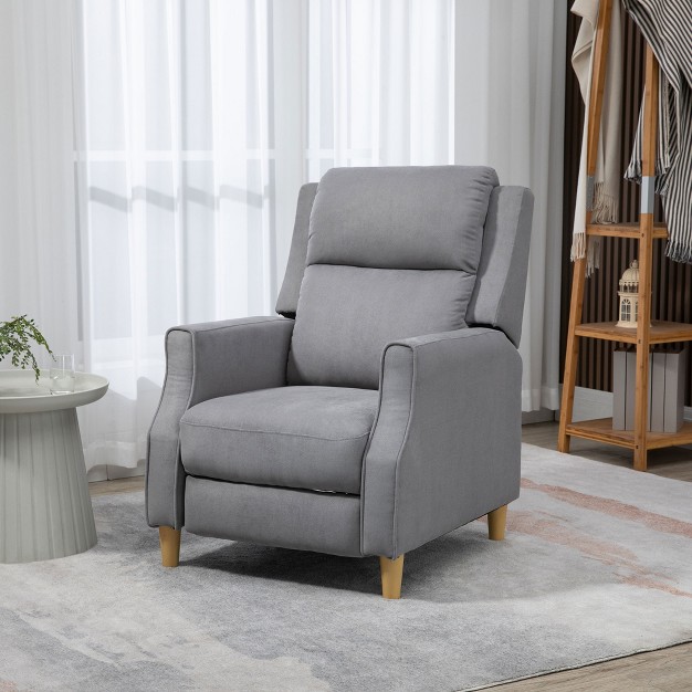 Homcom Contemporary Manual Recliner Chair With Footrest Sofa Armchair For Living Room Bedroom Gray