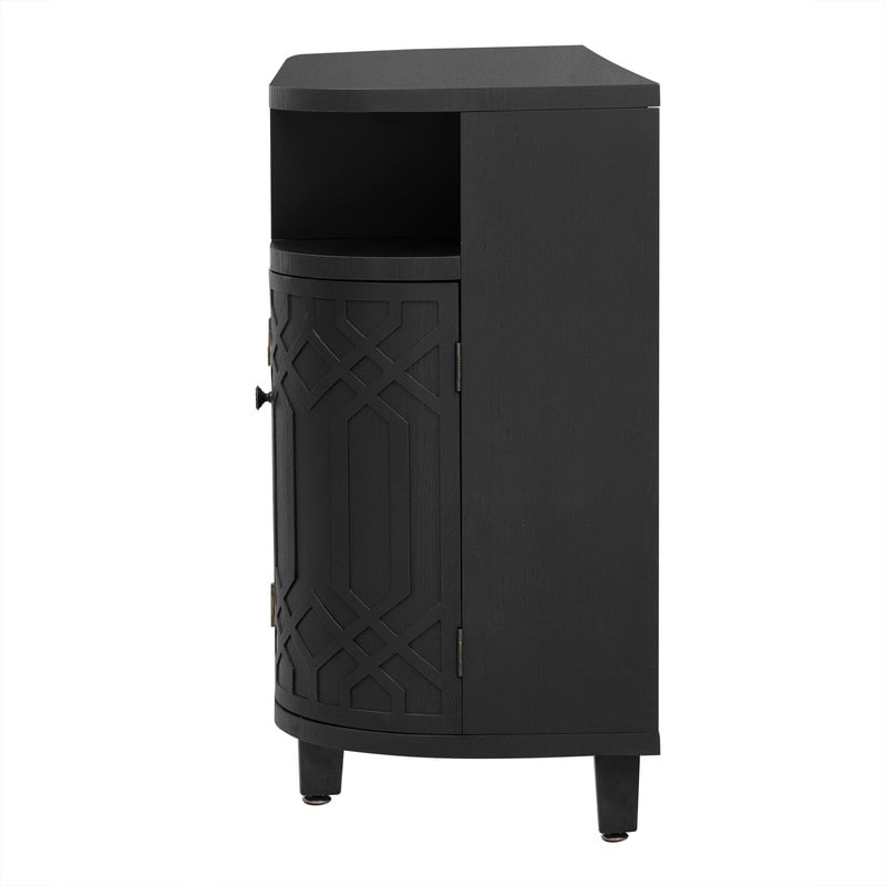 Curved Design Luxury Sideboard Storage Cabinet with 4 Doors and Adjustable Shelves  Buffet Cabinet with Storage for Entrances